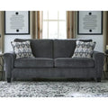 Contemporary Chenille Sofa with Track Arms and Throw Pillows