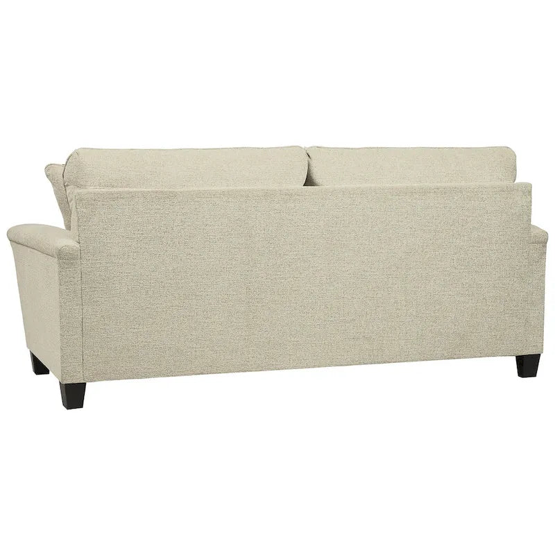 Contemporary Chenille Sofa with Track Arms and Throw Pillows
