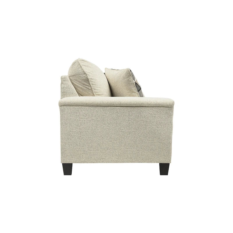Contemporary Chenille Sofa with Track Arms and Throw Pillows