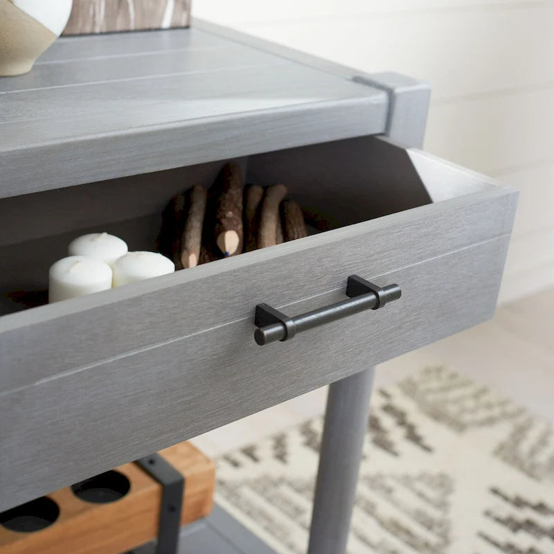 1-Drawer Accent Side Table with Turned Legs and Carved Details, Multi-Color
