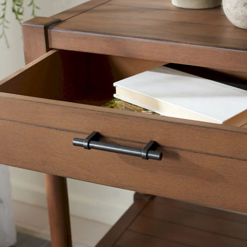 1-Drawer Accent Side Table with Turned Legs and Carved Details, Multi-Color