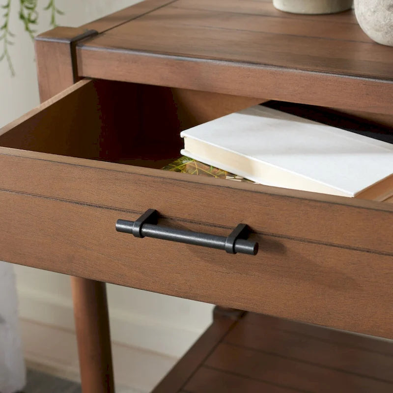 1-Drawer Accent Side Table with Turned Legs and Carved Details, Multi-Color