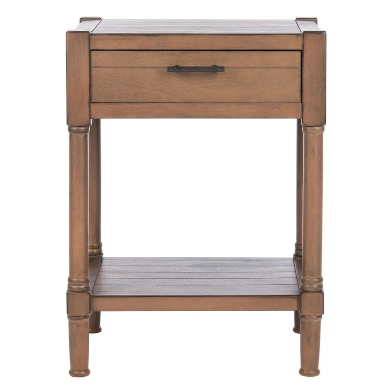 1-Drawer Accent Side Table with Turned Legs and Carved Details, Multi-Color