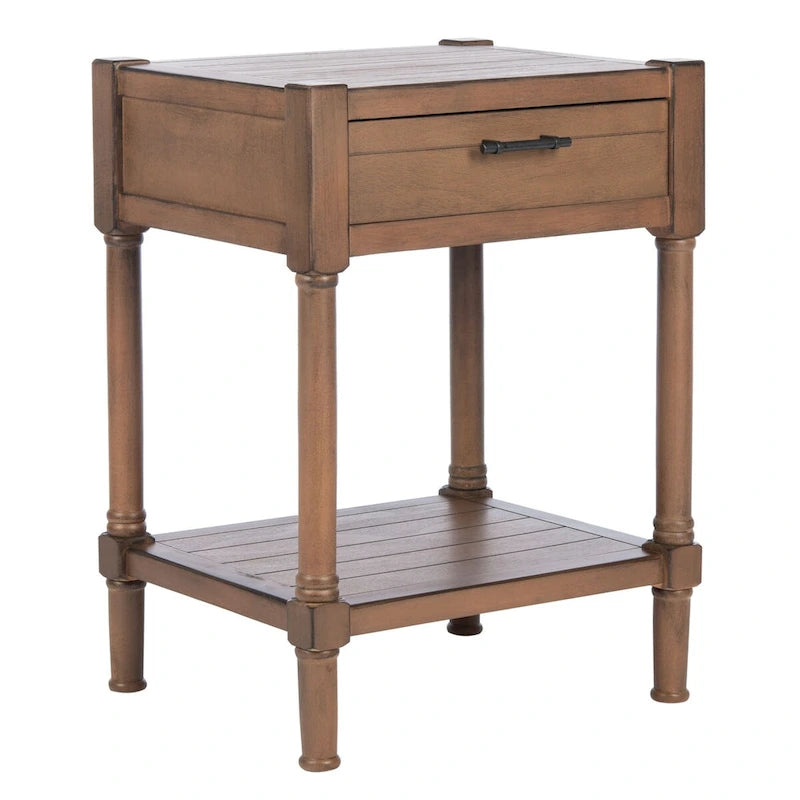 1-Drawer Accent Side Table with Turned Legs and Carved Details, Multi-Color