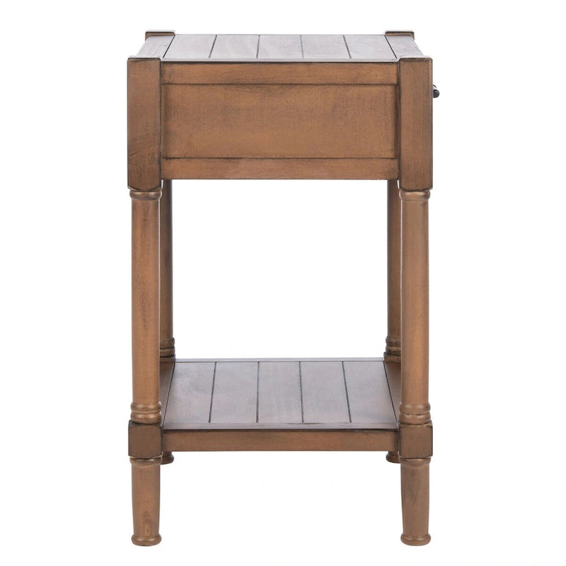 1-Drawer Accent Side Table with Turned Legs and Carved Details, Multi-Color