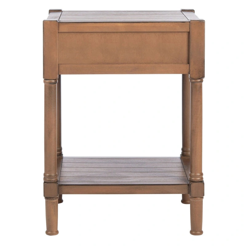 1-Drawer Accent Side Table with Turned Legs and Carved Details, Multi-Color