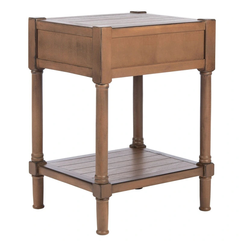 1-Drawer Accent Side Table with Turned Legs and Carved Details, Multi-Color