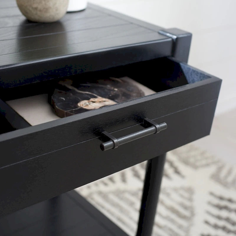 1-Drawer Accent Side Table with Turned Legs and Carved Details, Multi-Color