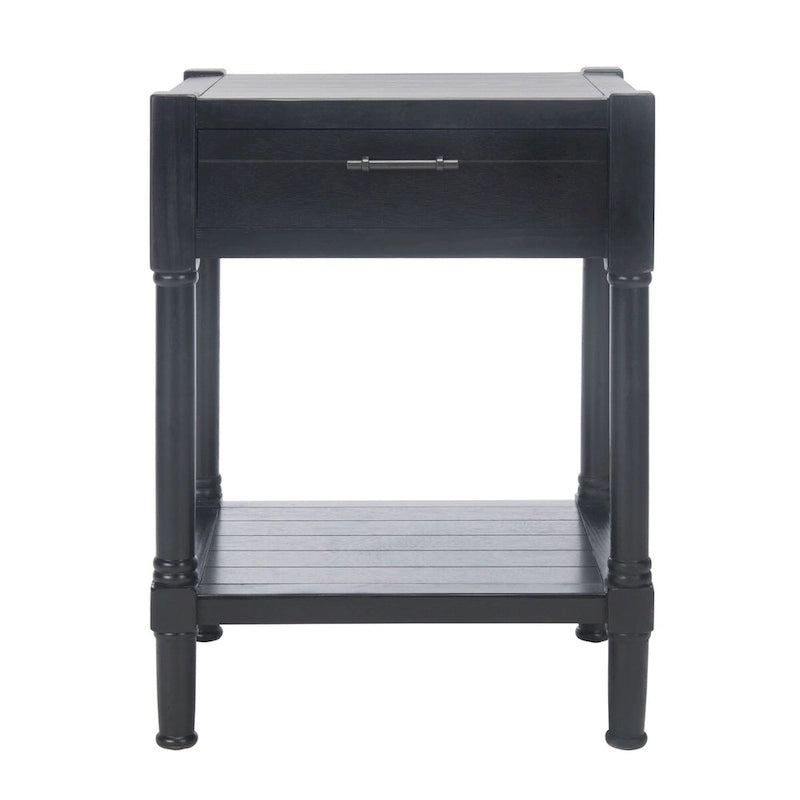1-Drawer Accent Side Table with Turned Legs and Carved Details, Multi-Color