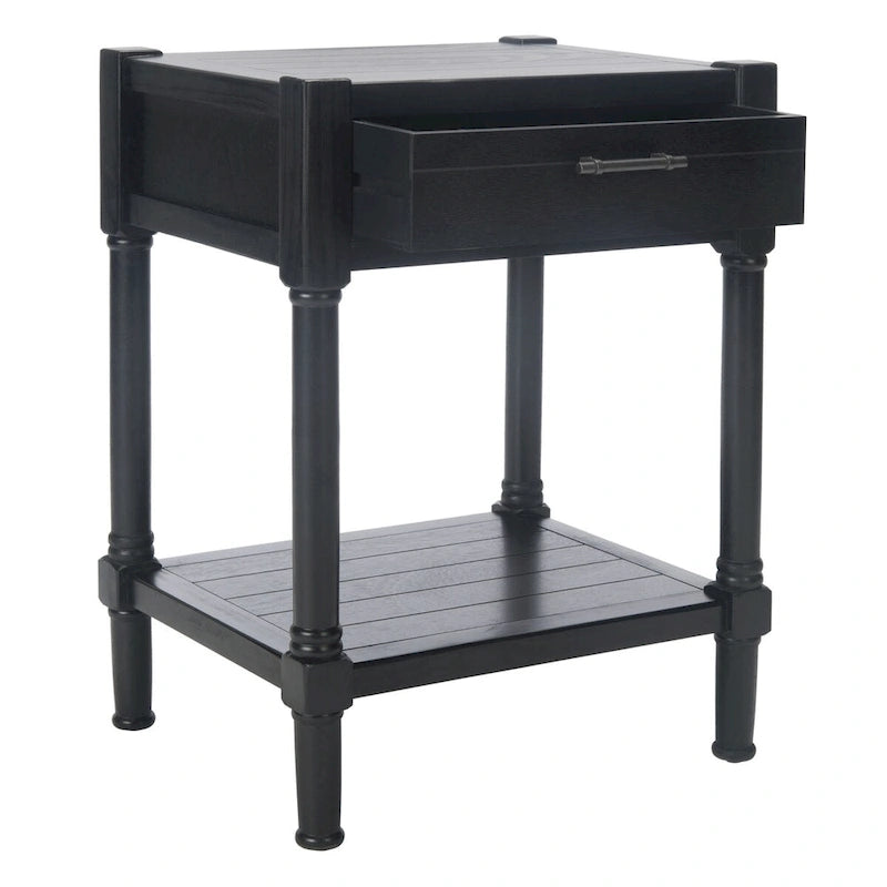 1-Drawer Accent Side Table with Turned Legs and Carved Details, Multi-Color