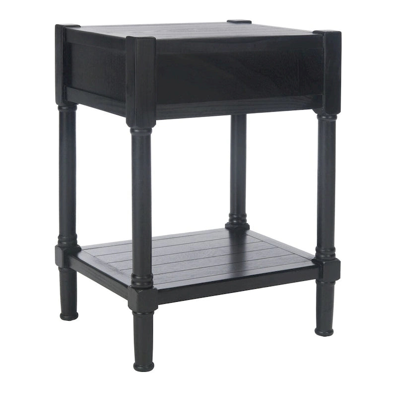 1-Drawer Accent Side Table with Turned Legs and Carved Details, Multi-Color