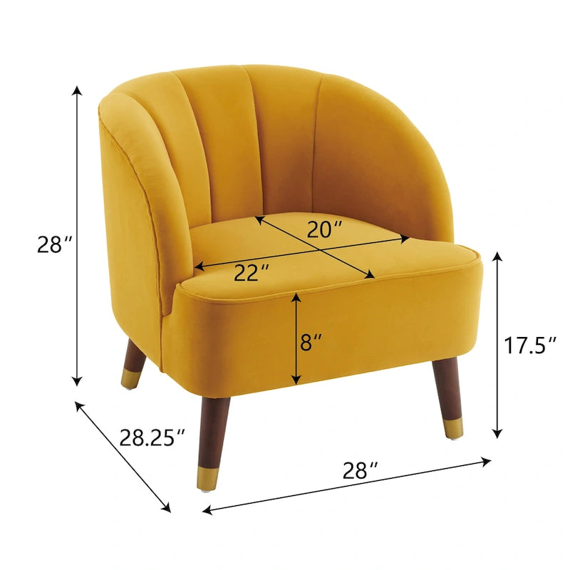 Mid-Century Modern Curved Club Chair Velvet Boucle Splayed Wood Legs