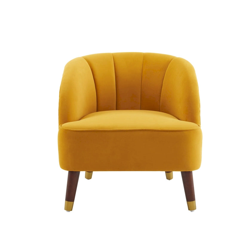 Geschwungener Clubsessel im Mid-Century-Modern-Stil aus Samt und Bouclé mit ausgestellten Holzbeinen