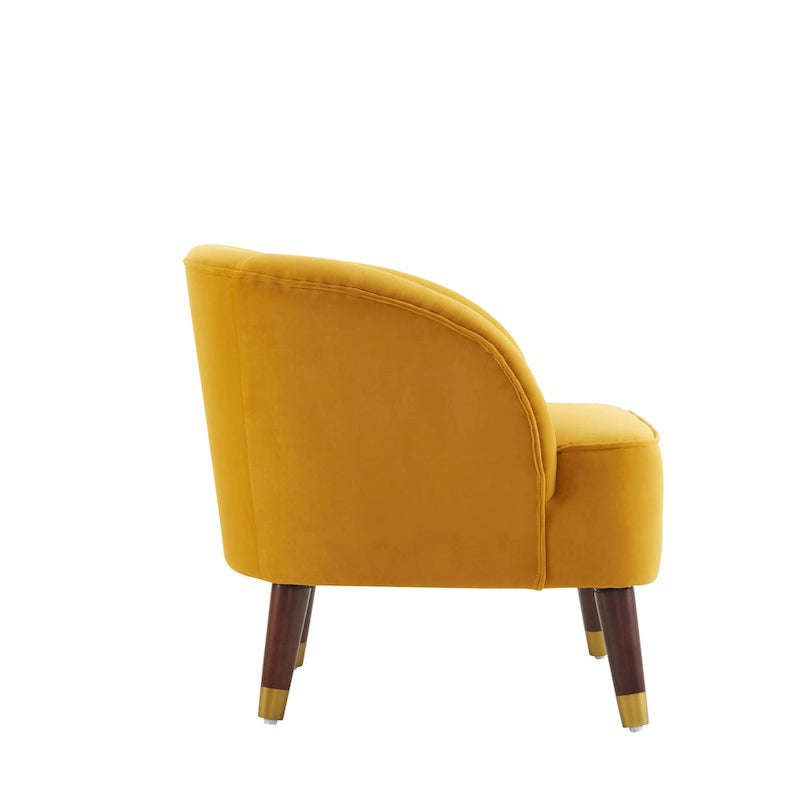 Geschwungener Clubsessel im Mid-Century-Modern-Stil aus Samt und Bouclé mit ausgestellten Holzbeinen
