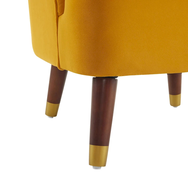 Geschwungener Clubsessel im Mid-Century-Modern-Stil aus Samt und Bouclé mit ausgestellten Holzbeinen