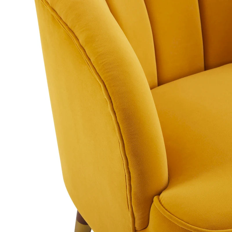 Geschwungener Clubsessel im Mid-Century-Modern-Stil aus Samt und Bouclé mit ausgestellten Holzbeinen