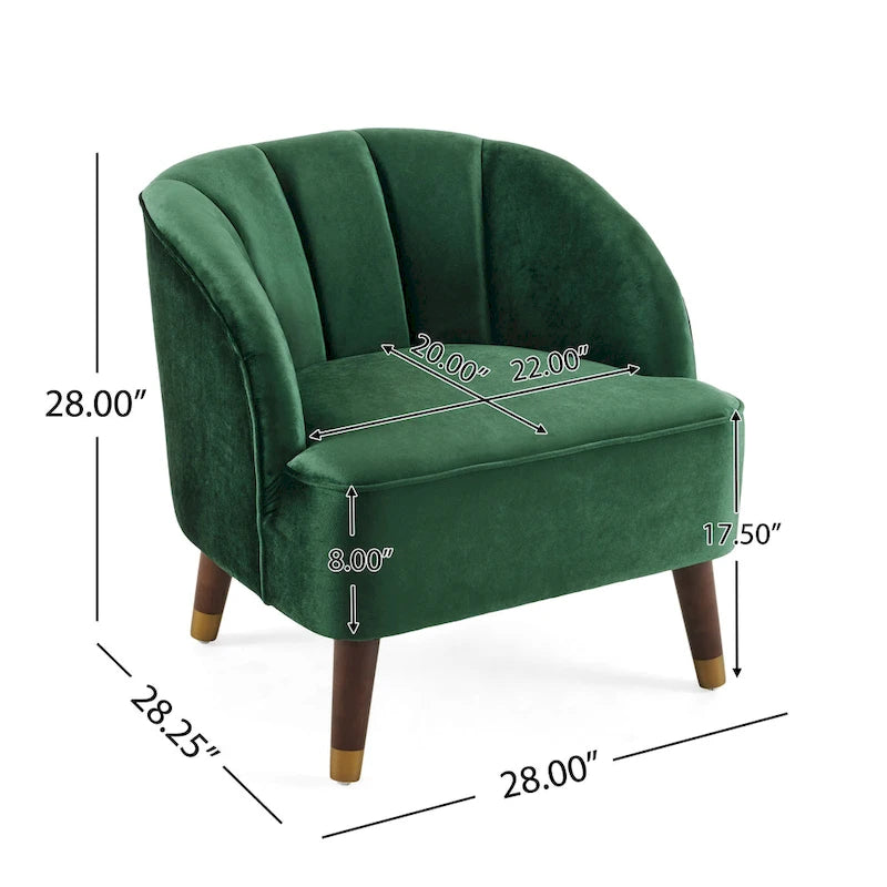 Geschwungener Clubsessel im Mid-Century-Modern-Stil aus Samt und Bouclé mit ausgestellten Holzbeinen