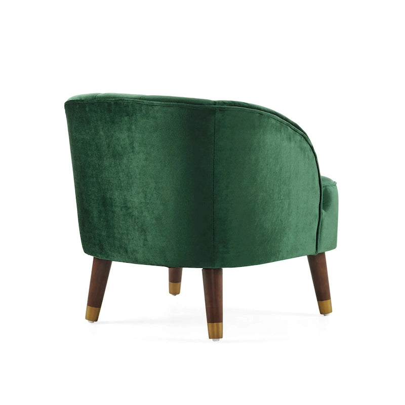 Geschwungener Clubsessel im Mid-Century-Modern-Stil aus Samt und Bouclé mit ausgestellten Holzbeinen