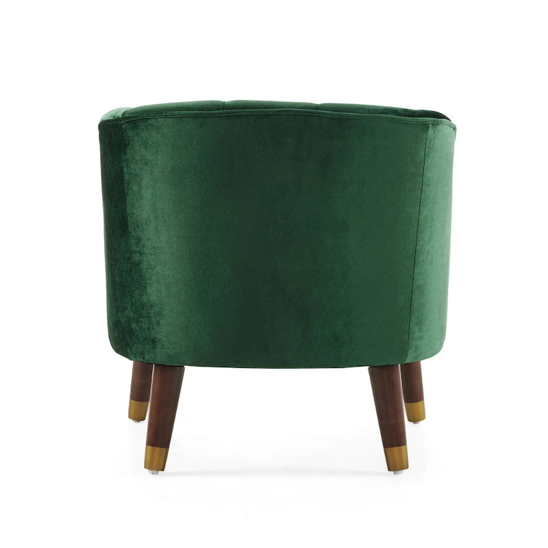 Geschwungener Clubsessel im Mid-Century-Modern-Stil aus Samt und Bouclé mit ausgestellten Holzbeinen