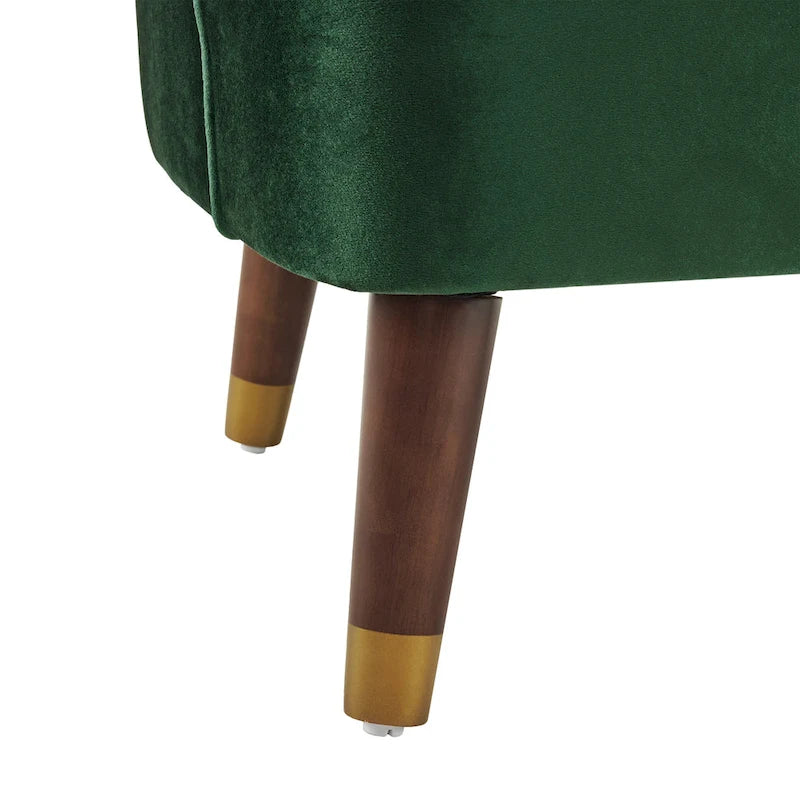 Geschwungener Clubsessel im Mid-Century-Modern-Stil aus Samt und Bouclé mit ausgestellten Holzbeinen