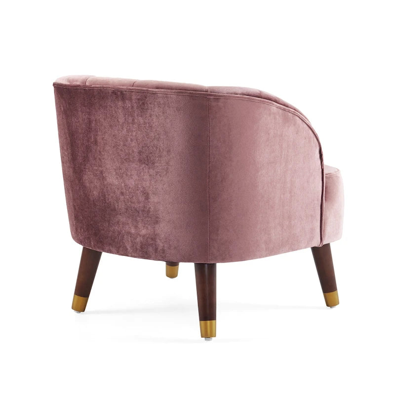 Geschwungener Clubsessel im Mid-Century-Modern-Stil aus Samt und Bouclé mit ausgestellten Holzbeinen