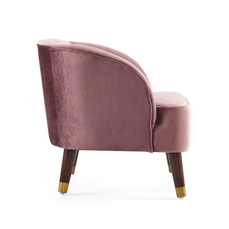 Geschwungener Clubsessel im Mid-Century-Modern-Stil aus Samt und Bouclé mit ausgestellten Holzbeinen