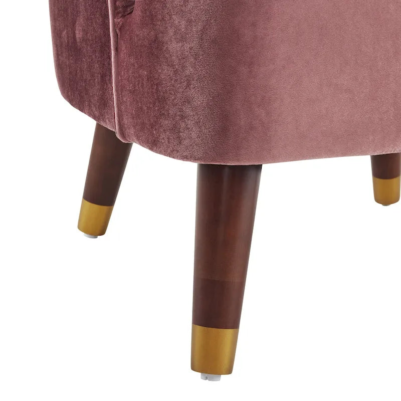Geschwungener Clubsessel im Mid-Century-Modern-Stil aus Samt und Bouclé mit ausgestellten Holzbeinen