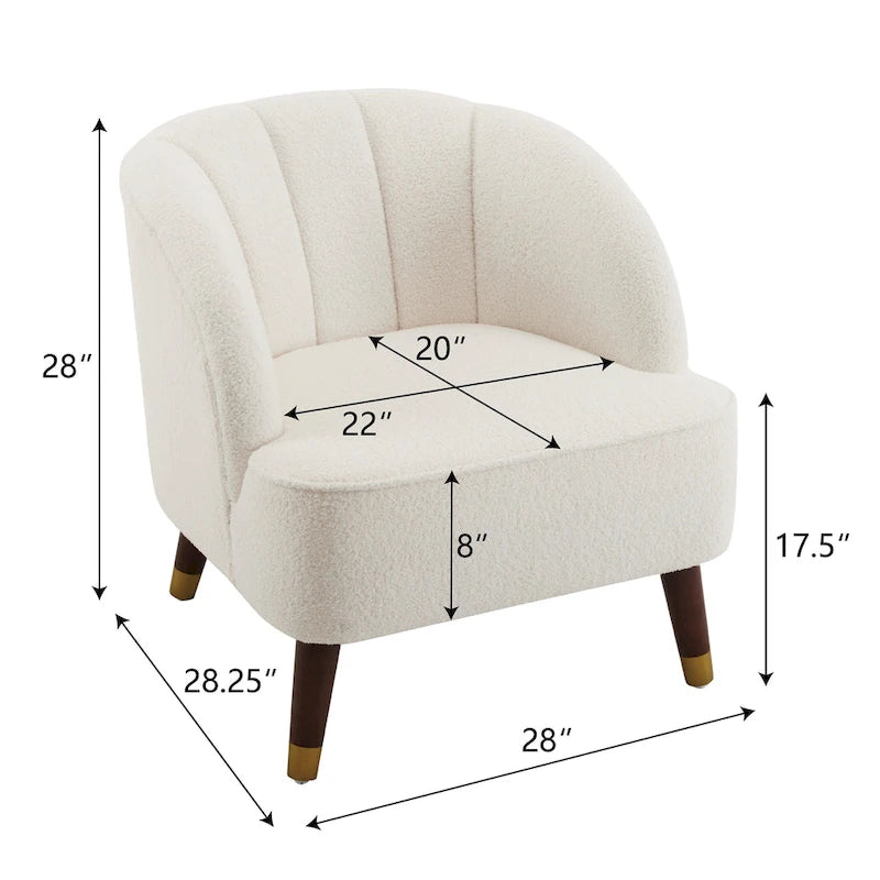 Geschwungener Clubsessel im Mid-Century-Modern-Stil aus Samt und Bouclé mit ausgestellten Holzbeinen