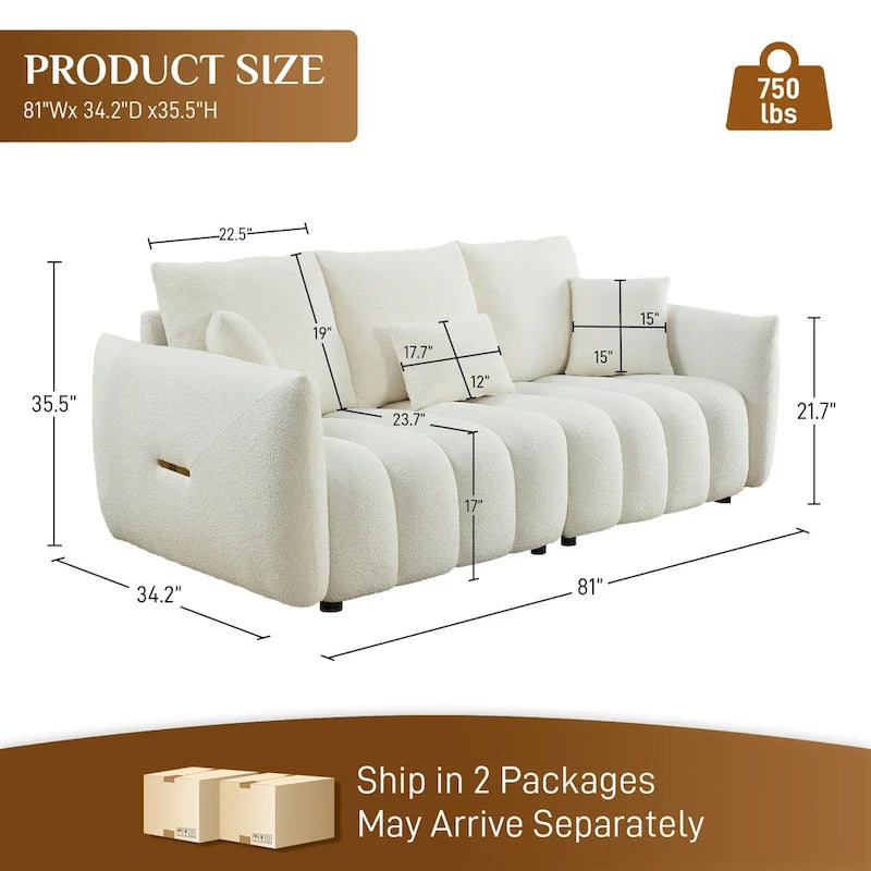 Overstuffed Deep Seat Upholstered Fabric Sofa Black Green Beige