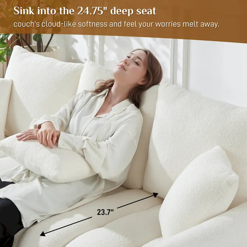 Overstuffed Deep Seat Upholstered Fabric Sofa Black Green Beige