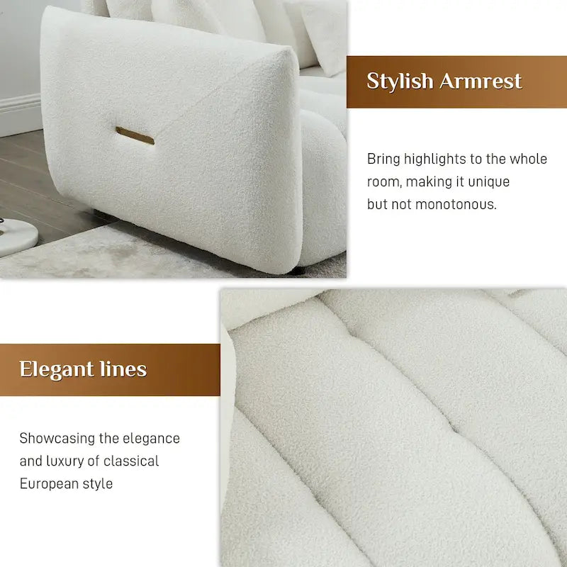 Overstuffed Deep Seat Upholstered Fabric Sofa Black Green Beige