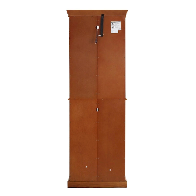 Lighted Display Cabinet with Tempered Glass Doors and Adjustable Shelves, Oak/Walnut/Cherry