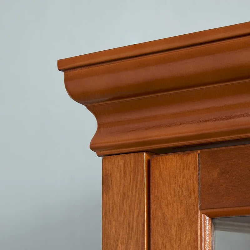 Lighted Display Cabinet with Tempered Glass Doors and Adjustable Shelves, Oak/Walnut/Cherry