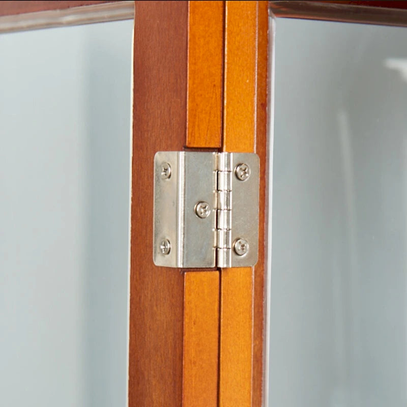 Lighted Display Cabinet with Tempered Glass Doors and Adjustable Shelves, Oak/Walnut/Cherry