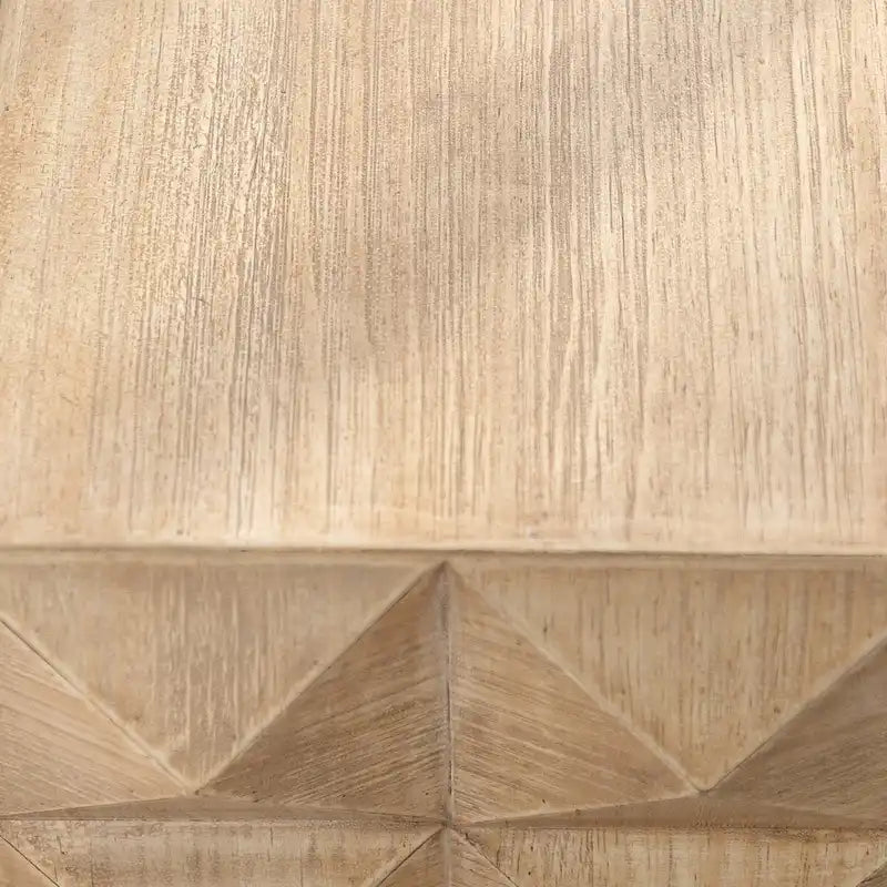 Retro Embossed Pattern Coffee Table Natural Wood Living Room Accent Furniture