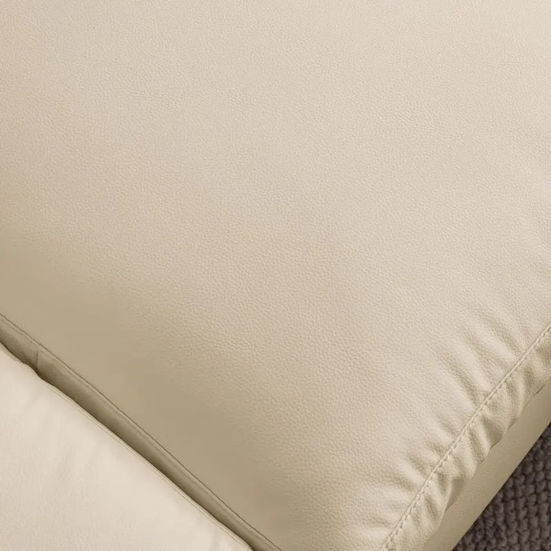 Beige Technical Leather L-Shaped Sofa with Reversible Chaise Lounge