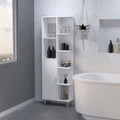 White Freestanding Bathroom Storage Cabinet with Door and Open Shelves