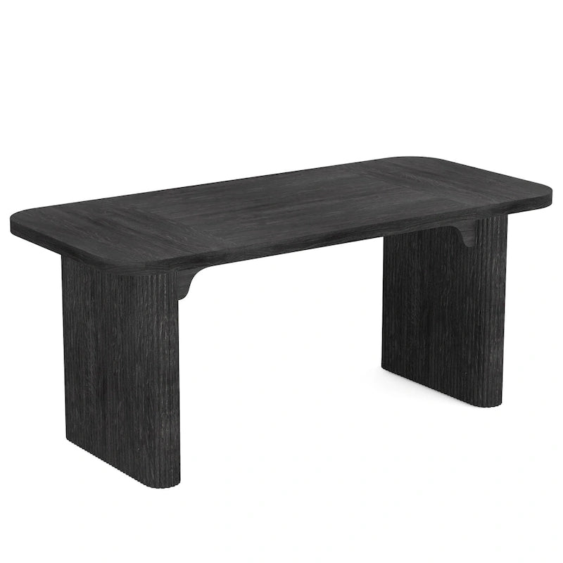 Rectangular Engineered Wood Conference Table with Pedestal Legs Natural Brown
