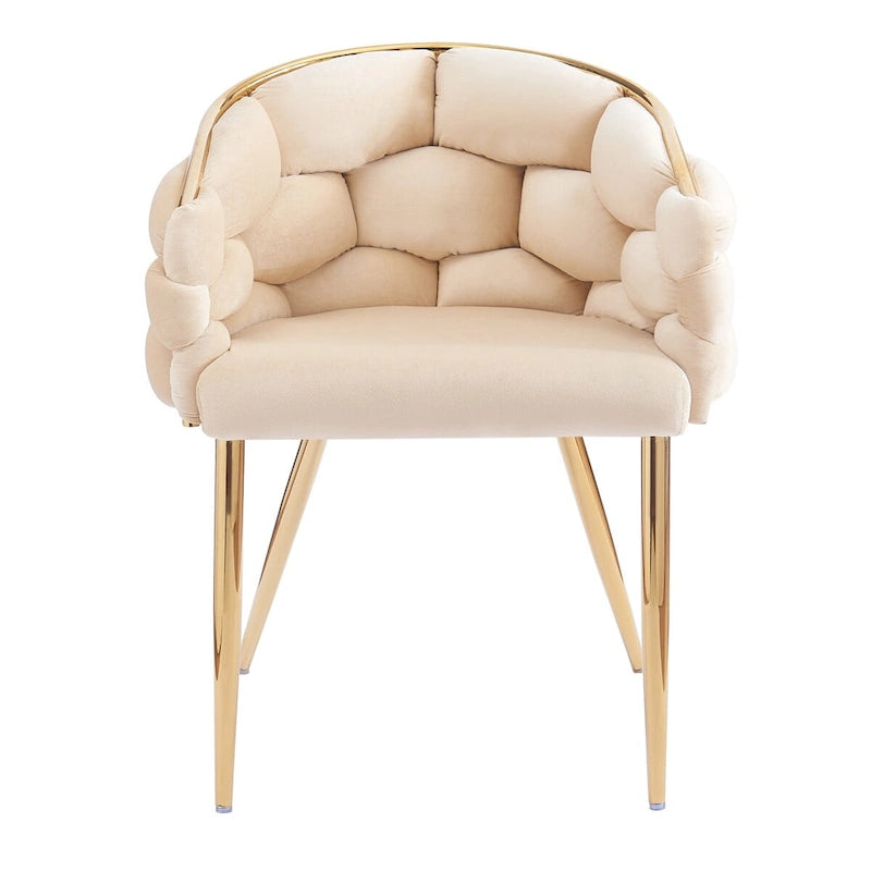 Fauteuil d’appoint en velours avec pieds en métal doré, bleu beige rose