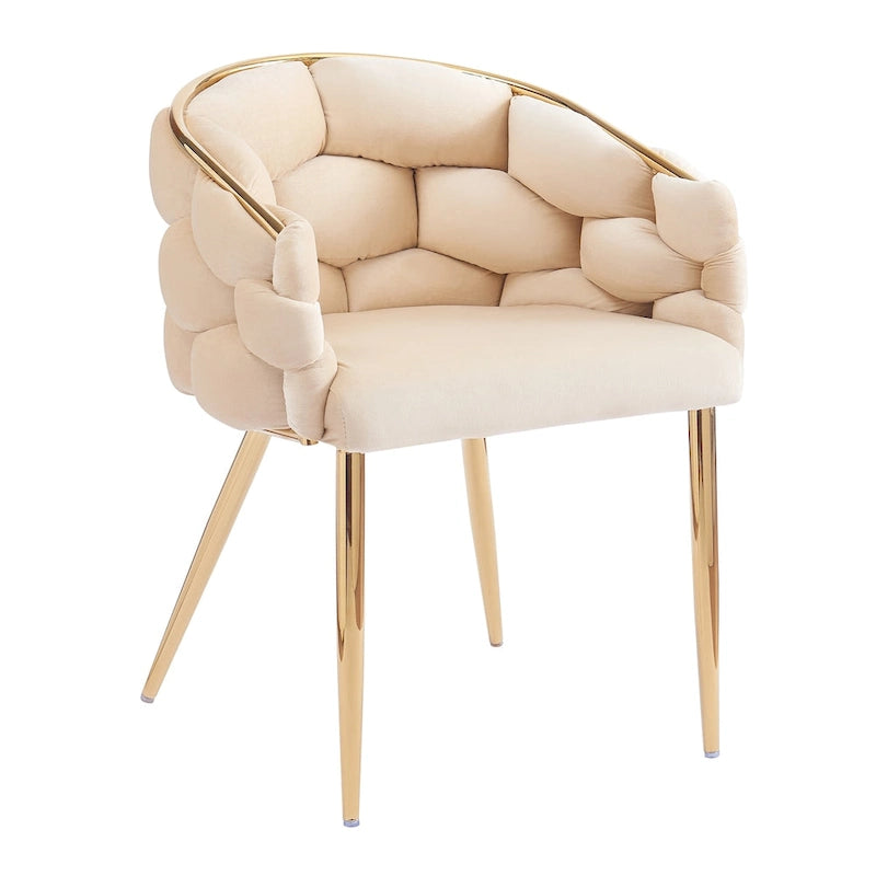 Fauteuil d’appoint en velours avec pieds en métal doré, bleu beige rose