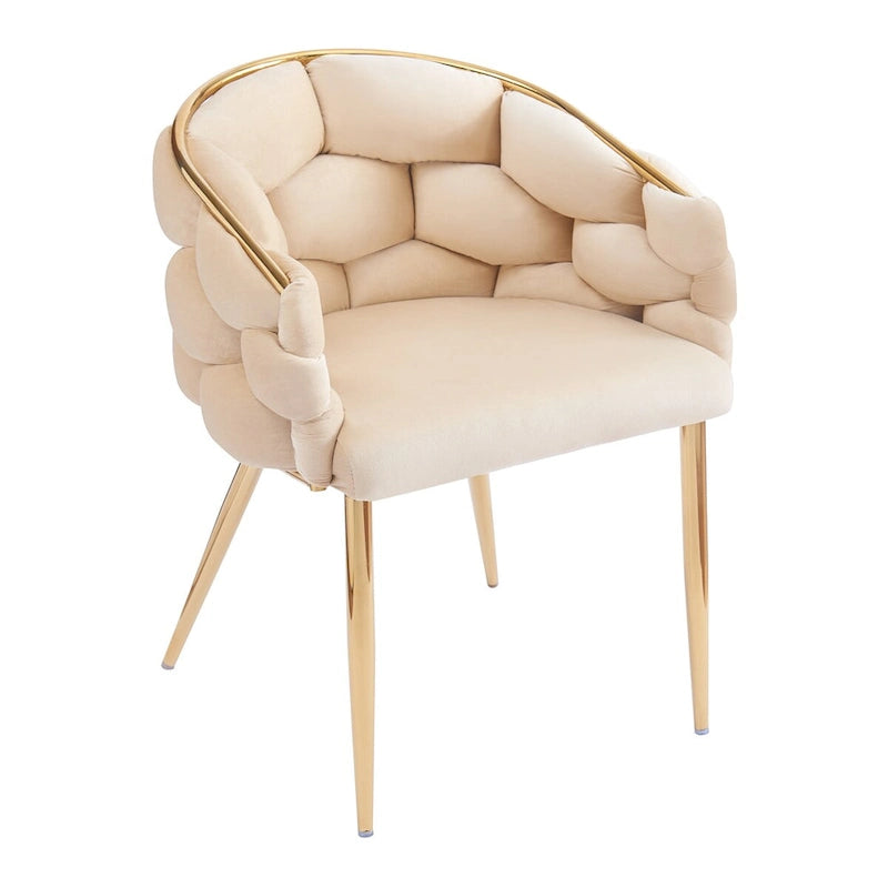Fauteuil d’appoint en velours avec pieds en métal doré, bleu beige rose