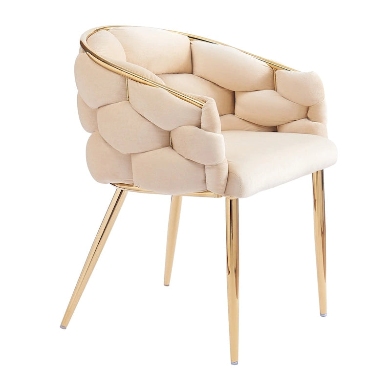 Fauteuil d’appoint en velours avec pieds en métal doré, bleu beige rose