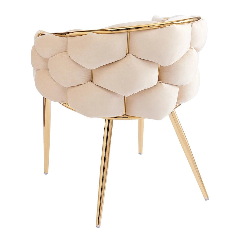 Fauteuil d’appoint en velours avec pieds en métal doré, bleu beige rose