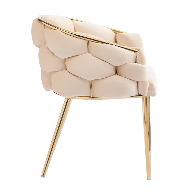 Fauteuil d’appoint en velours avec pieds en métal doré, bleu beige rose