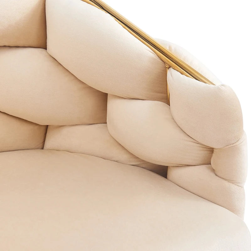 Fauteuil d’appoint en velours avec pieds en métal doré, bleu beige rose