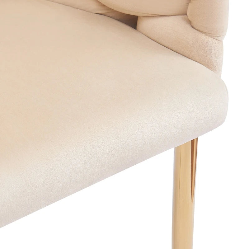 Fauteuil d’appoint en velours avec pieds en métal doré, bleu beige rose