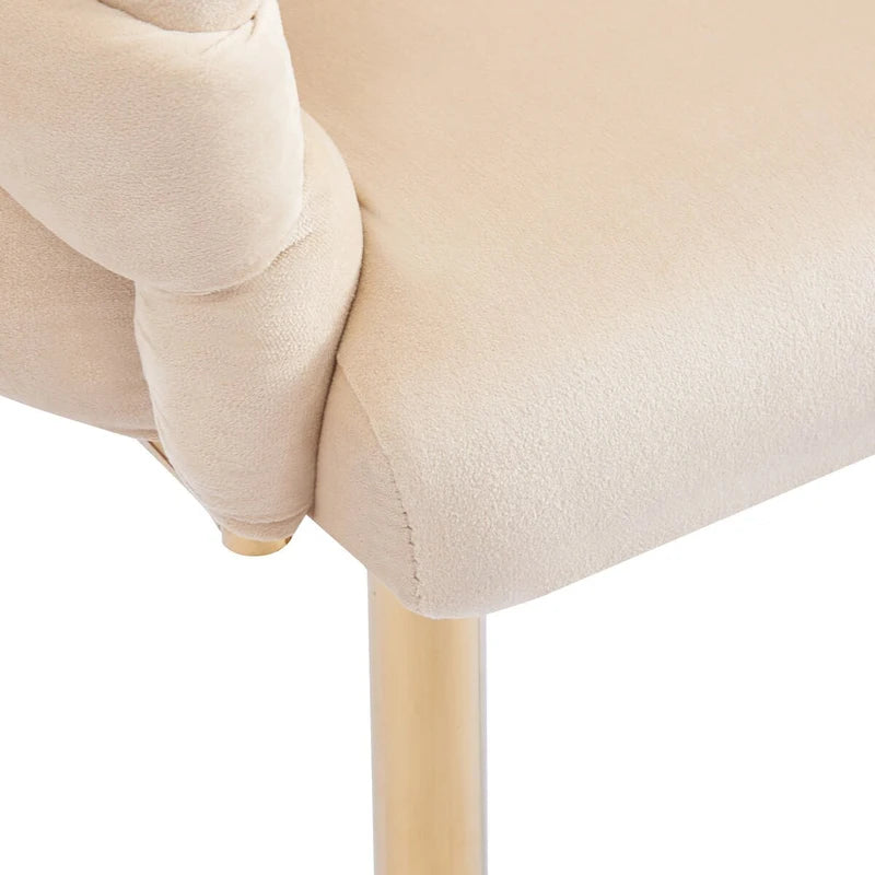 Fauteuil d’appoint en velours avec pieds en métal doré, bleu beige rose