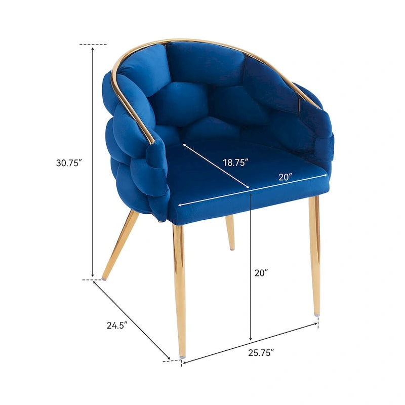 Fauteuil d’appoint en velours avec pieds en métal doré, bleu beige rose