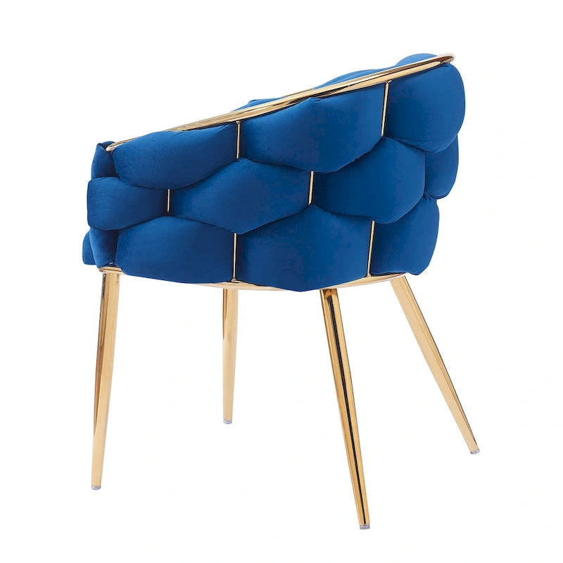 Fauteuil d’appoint en velours avec pieds en métal doré, bleu beige rose