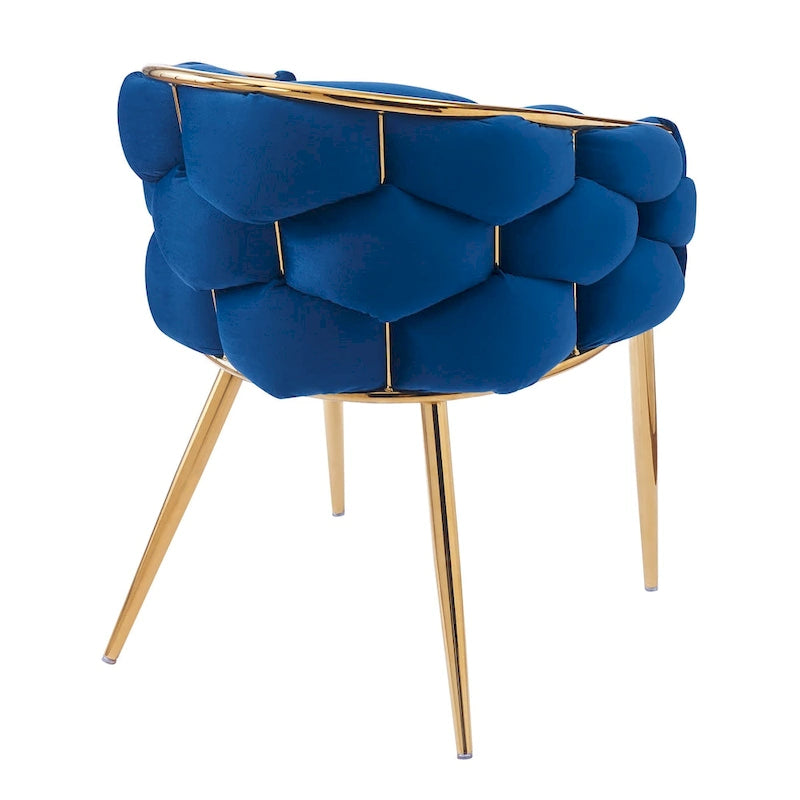 Fauteuil d’appoint en velours avec pieds en métal doré, bleu beige rose